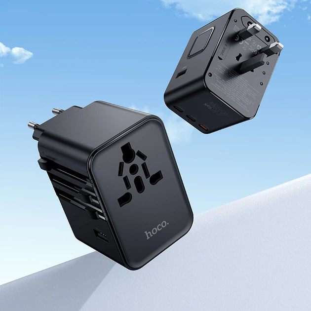 Універсальний зарядний пристрій зі швидкою зарядкою PD45W HOCO AC32 AC + 3Type-C + 2USB Чорний - Фото 9 Універсальний зарядний пристрій зі швидкою зарядкою PD45W HOCO AC32 AC + 3Type-C + 2USB Чорний - зображення 9