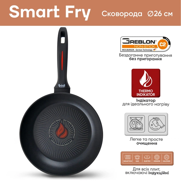 Набор сковородок алюминиевых Krauff Smart Fry с антипригарным покрытием 26 см + 28 см (25-45-140) - изображение 3