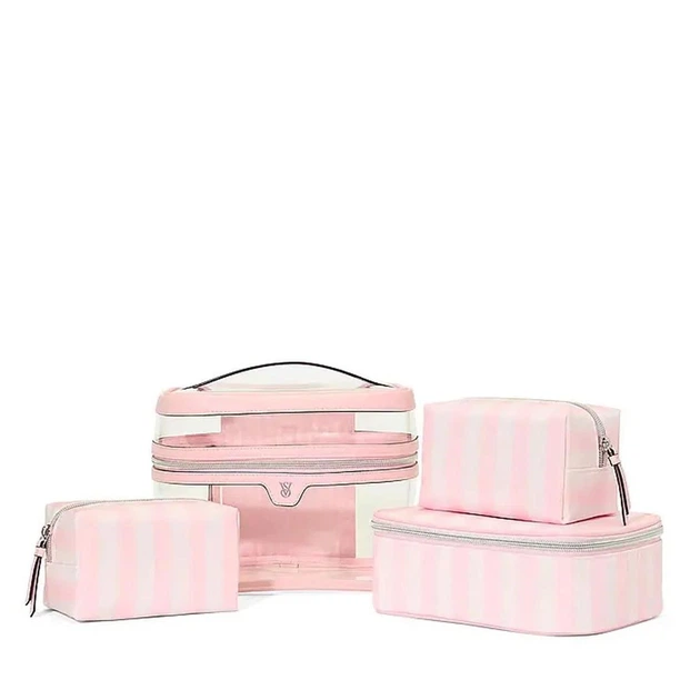 Косметичка 4 в 1 Рожева Victoria's Secret 4-Piece Makeup Bag Heritage Stripe - зображення 3