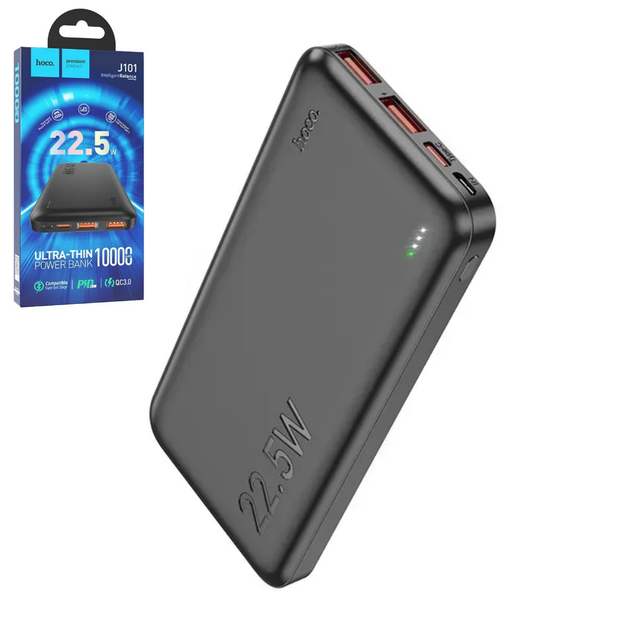 Павербанк Hoco J101 10000 mAh 22.5W быстрая зарядка Черный - Фото 1 Павербанк Hoco J101 10000 mAh 22.5W быстрая зарядка Черный - изображение 1