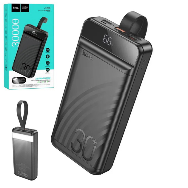 Повербанк Hoco J123B 30000mAh 22.5W швидка зарядка Чорний - Фото 1 Повербанк Hoco J123B 30000mAh 22.5W швидка зарядка Чорний - зображення 1