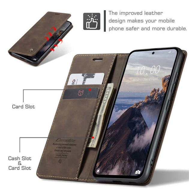 Чехол книжка с магнитом Xiaomi Redmi Note 14 (версия EU) CaseMe Dark Brown (43225-05) - изображение 3