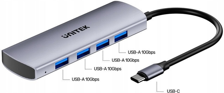 USB-хаб Unitek uHUB Q4 4-in-1 10Gbps USB-C Hub with 4 Ports USB-A (H1112EGY01) - зображення 7