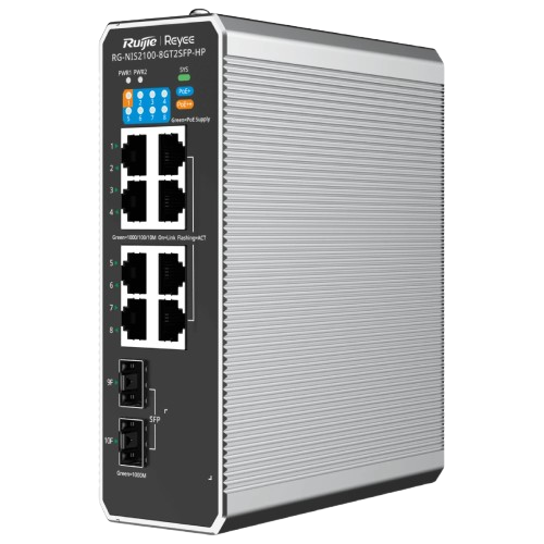 Коммутатор управляемый Ruijie Reyee RG-NIS2100-8GT2SFP-HP 8-портовый 20 Гбит/с с 2xSFP 8xRJ45 1 Гбит/с PoE+ и 1xPoE++ Silver Black (RG-NIS2100-8GT2SFP-HP) - Фото 1 Коммутатор управляемый Ruijie Reyee RG-NIS2100-8GT2SFP-HP 8-портовый 20 Гбит/с с 2xSFP 8xRJ45 1 Гбит/с PoE+ и 1xPoE++ Silver Black (RG-NIS2100-8GT2SFP-HP) - изображение 1