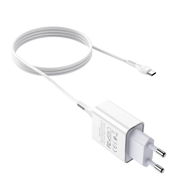 Сетевое зарядное устройство HOCO C81A с портом USB-A 2.1A с кабелем USB-A – Type-C белый - Фото 3 Сетевое зарядное устройство HOCO C81A с портом USB-A 2.1A с кабелем USB-A – Type-C белый - изображение 3