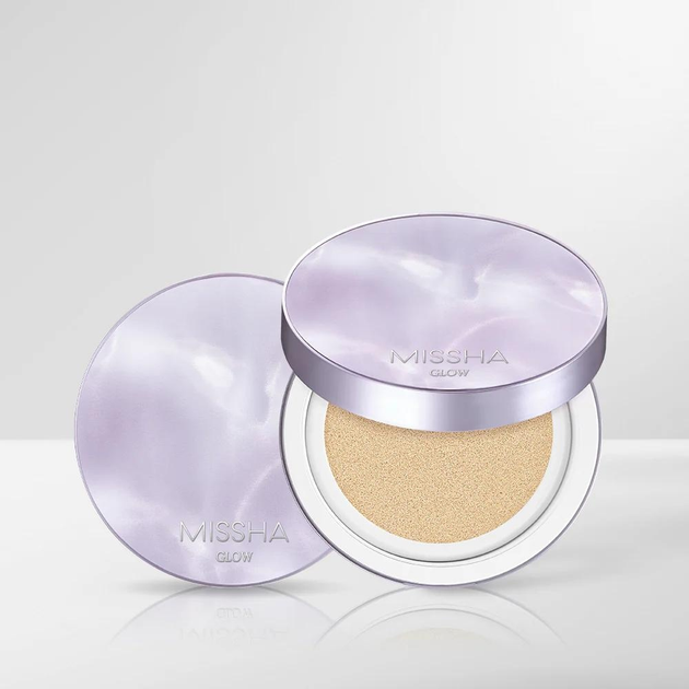 Podkład do twarzy Missha Glow Layering Fit Cushion SPF50+/PA + + + + z efektem rozjaśniającym 17 Ivory 14 g (8809747950058) - obraz 4