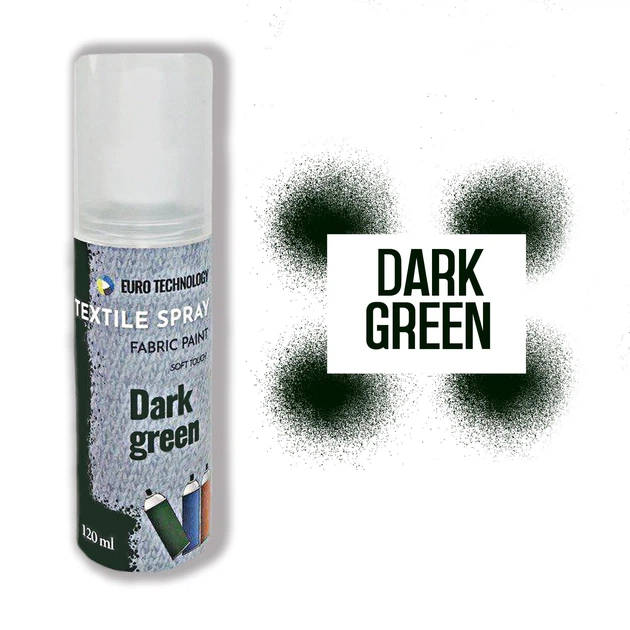 Спрей фарба для тканини «Dark green», 120 мл - Фото 2 Спрей фарба для тканини «Dark green», 120 мл - зображення 2