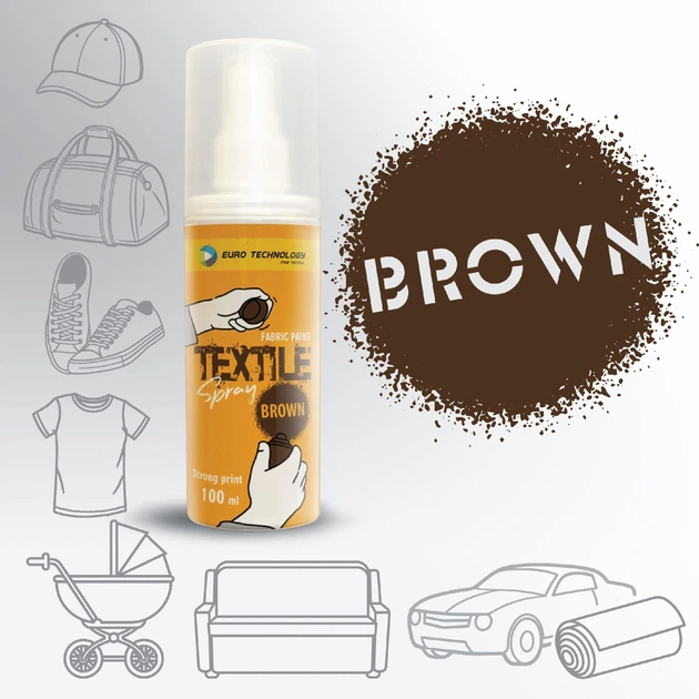Спрей-краска для ткани «Brown» 100 мл - Фото 2 Спрей-краска для ткани «Brown» 100 мл - изображение 2