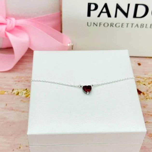 Серебряное ожерелье колье Красное Сердце Пандора Pandora 392542C01-45 - Фото 7 Серебряное ожерелье колье Красное Сердце Пандора Pandora 392542C01-45 - изображение 7