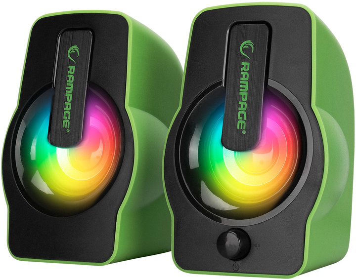 Zestaw głośników Rampage FALSETTO 2.0 6W RGB USB Green (RMS-G7) - obraz 3