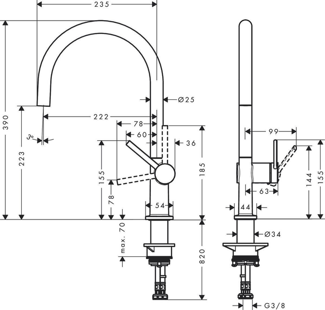 Bateria kuchenna Hansgrohe Talis 72804670 - obraz 2