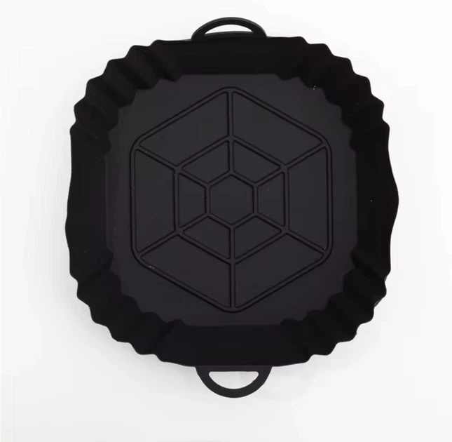 Тонка квадратна силіконова форма для аерогриля / духовки / мультипечі Hexagon багаторазова форма для випічки / м'яса / риби / овочів, 19.5х4.2 см (дно 15 см), чорна (101388684) - зображення 6
