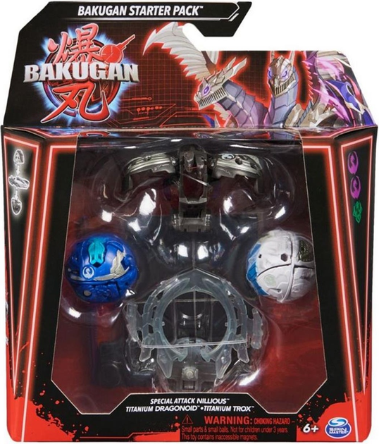 Іграшковий набір Spin Master Bakugan: Starter Special Attack Nillious/Titanium Dragonoid/Titanium Trox 20142185 (778988465653) - зображення 1