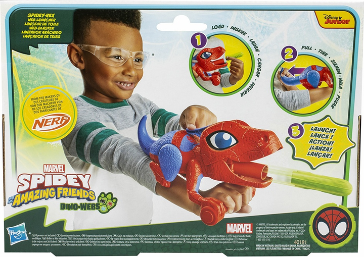 Zestaw zabawek Hasbro Nerf Disney Marvel: Spidey And His Amazing Friends Dino-Webs Spidey-Rex F9475 (5010996273635) - obraz 1
