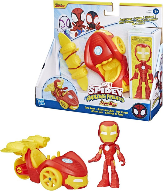 Zestaw zabawek Hasbro Marvel: Spidey and his Amazing Friends Iron Man & Iron Racer F7458 (5010996221964) - obraz 2
