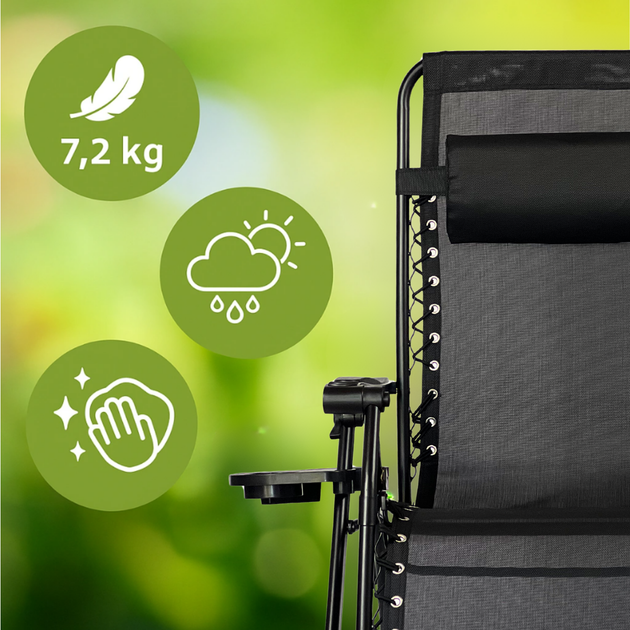 Кресло-шезлонг для отдыха LEOBRO Zero Gravity Premium Black (LB-ZGC-G2-BLK) - Фото 4 Кресло-шезлонг для отдыха LEOBRO Zero Gravity Premium Black (LB-ZGC-G2-BLK) - зображення 4