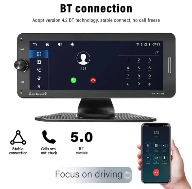 Портативный экран на торпеду 601W Carplay 7-дюймовый сенсорный беспроводной экран 9494 - изображение 6