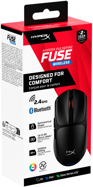 Mysz HyperX Pulsefire Fuse Wireless/Bluetooth Black (A1KY6AA) - obraz 11