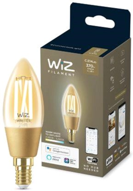 Розумна лампочка WIZ E14 4.9 W (25 W 370 Lm) C35 2000-5000 K філаментна Wi-Fi (929003017701) - зображення 3