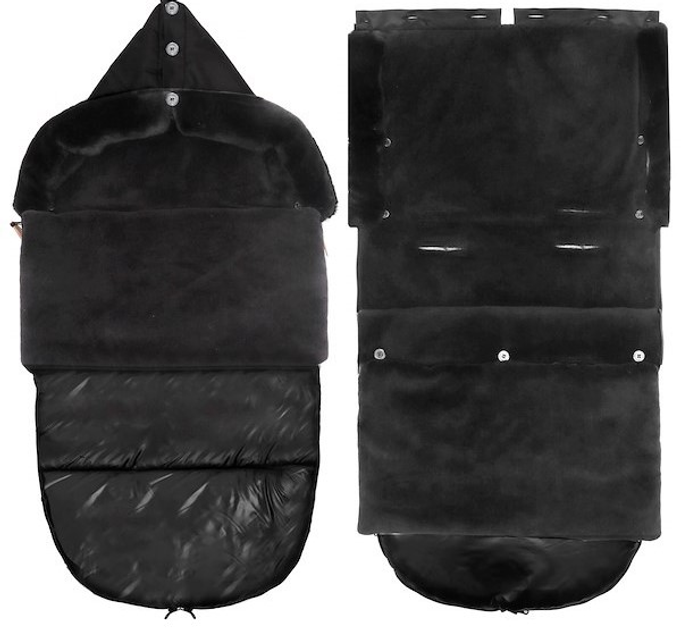Śpiworek Springos SB0044 z futerkiem do wózka sanek gondoli 80 cm Czarny (5907719442280) - obraz 1