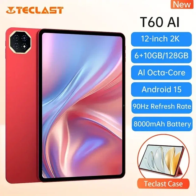 Планшет Teclast T60AI 12" 6/128GB Wi-Fi Cherry Red (Android 15, Allwinner A733, 8000 мАг) з чохлом та кабелем USB-C - зображення 7