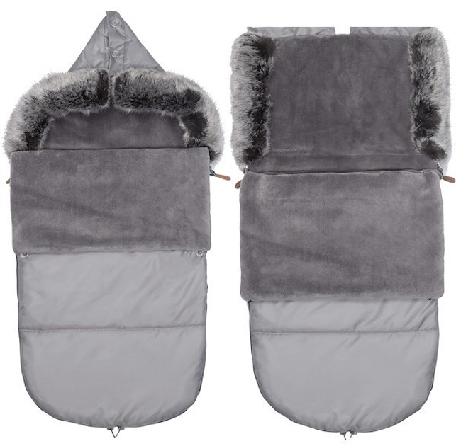 Śpiworek Springos SB0045 4 w 1 z futerkiem do wózka gondoli na sanki 80 cm Szary (5907719442297) - obraz 1