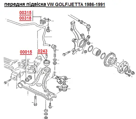 Сайлентблок переднего рычага задний, усиленный bad roads Volkswagen Caddy II Golf II Golf III - изображение 2