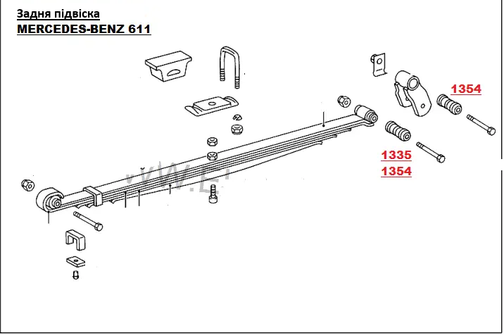 Втулка задньої ресори передній Mercedes Sprinter 3,5-t 3-t 4-t Mercedes T1/TN - зображення 4