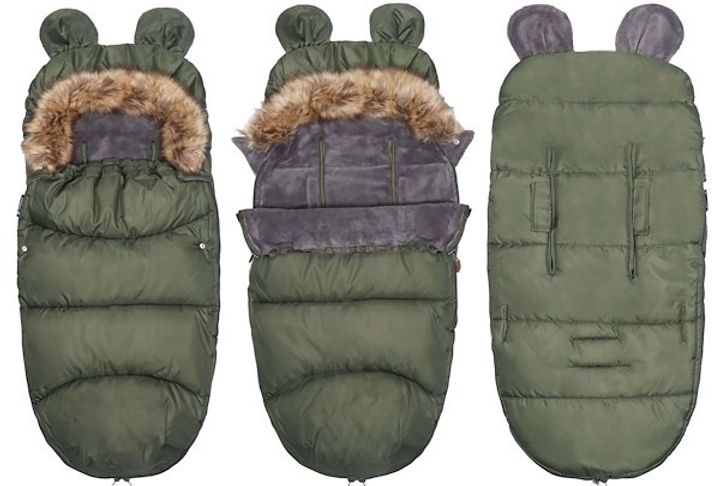 Śpiworek ciepły Springos SB0048 do wózka gondoli na sanki z futerkiem uszkami premium 96 cm Zielony (5907719442327) - obraz 16