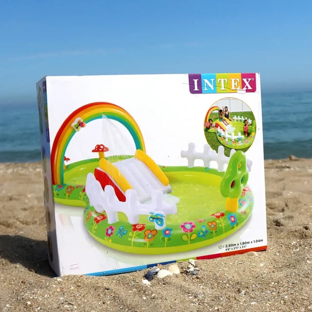 Детский надувной игровой центр Intex Мой Сад 57154 с горкой, фонтаном и игрушками, 290×180×104 см - изображение 2