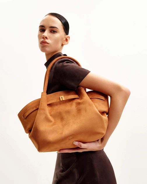 Жіноча сумка-тоут JW PEI Hana Medium Faux Suede Tote Bag BROWN