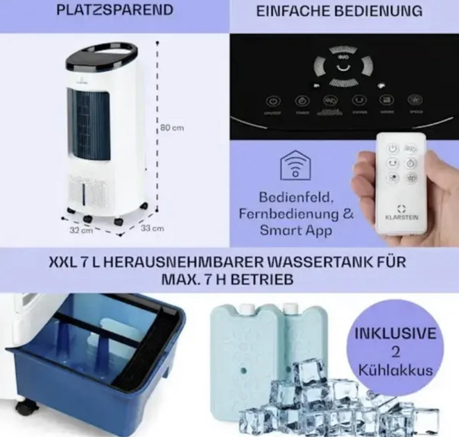 Мобільний кондиціонер Klarstein IceWind Plus Smart Білий Б/В - зображення 4