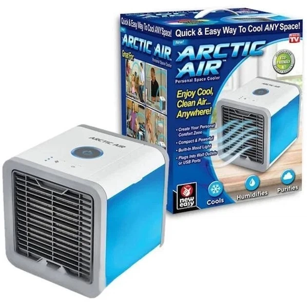 Портативный мини-кондиционер вентилятор 4в1 Rovus Arctic Air увлажнитель, охладитель, ночник с подсветкой 17см - изображение 2