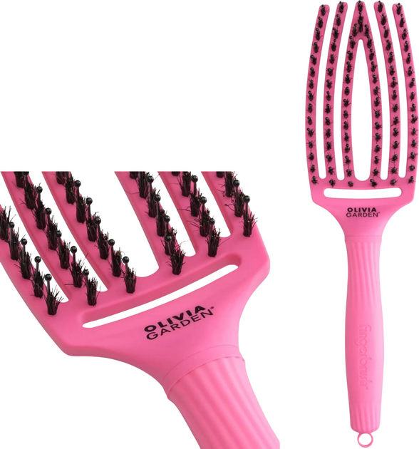 Szczotka do włosów Olivia Garden Fingerbrush Dolce Vita różowa (5414343018854) - obraz 1