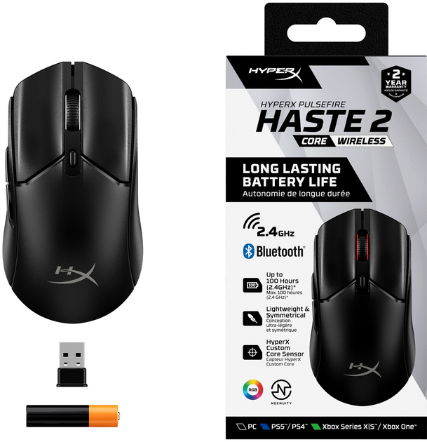 Миша HyperX Pulsefire Haste 2 Core Wireless/Bluetooth Black (8R2E6AA) - зображення 14