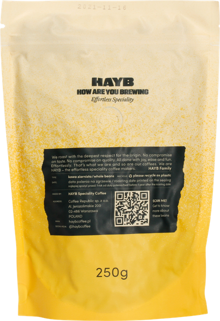 Кава в зернах Hayb Yellow Espresso Blend Dark 250 г (5904844570147) - зображення 2