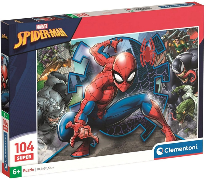 Puzzle Clementoni Super Marvel Spider-Man 104 elementy 25044 (8005125250448) - obraz 1