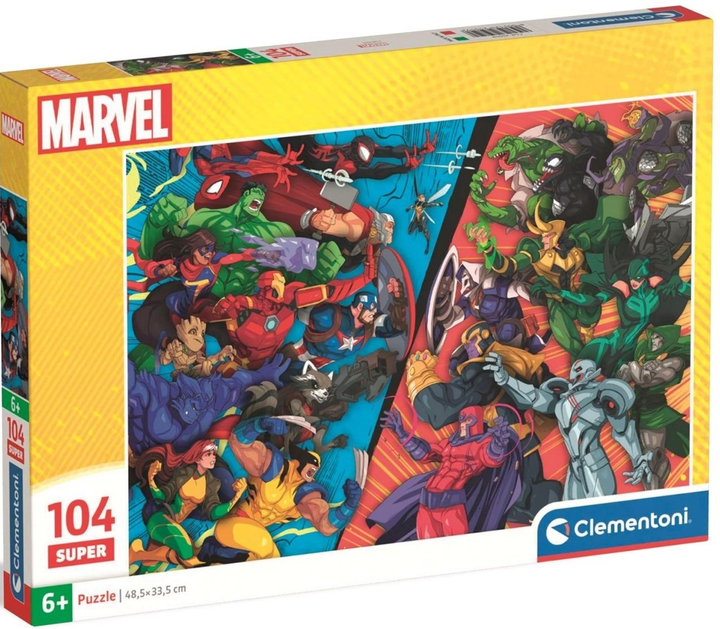 Puzzle Clementoni Super Marvel Heroes Vs Villains 104 elementy 25059 (8005125250592) - obraz 1
