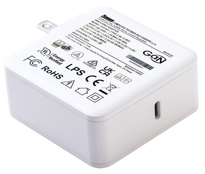 Zasilacz biurkowy uniwersalny Sunny TYPE C 60 5V/3A 9V/3A 12V/3A 15V/3A 20V/3A White (SYS1621-UAW-T2) - obraz 2