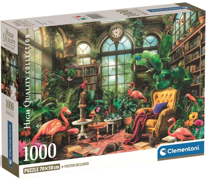 Puzzle Clementoni High Quality The Greenhouse Library 1000 elementów 39936 (8005125399369) - obraz 1