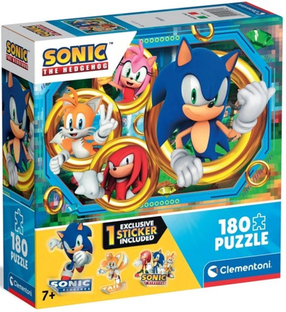 Puzzle Clementoni Super Kolor Box Sonic The Hedgehog 180 elementów 29796 (8005125297962) - obraz 1