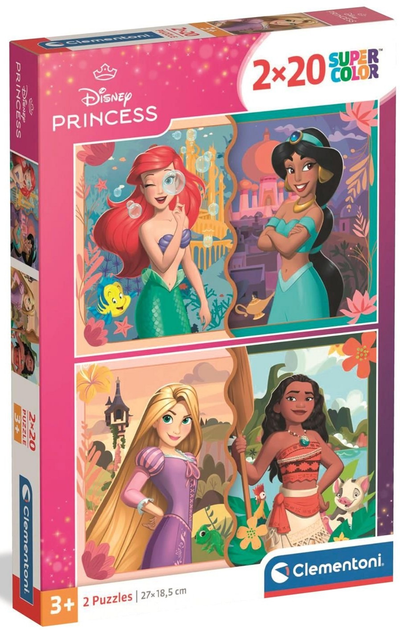Puzzle Clementoni Super Kolor Disney Princess 2 x 20 elementów 24092 (8005125240920) - obraz 1