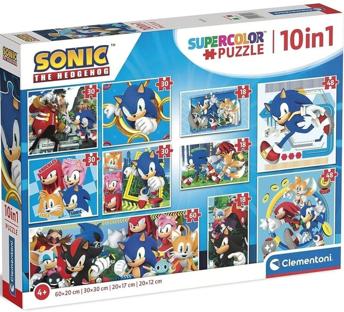 Puzzle Clementoni Super Kolor Sonic The Hedgehog 10 in 1 80508 (8005125805082) - obraz 1