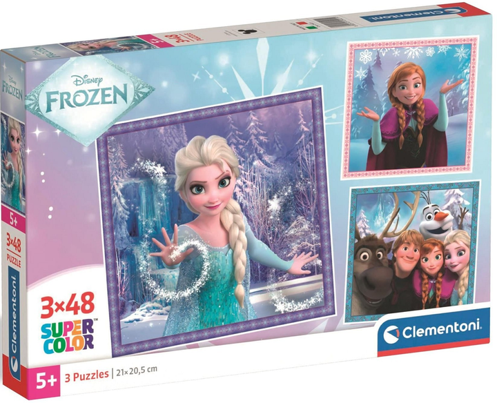 Puzzle Clementoni Super Kolor Disney Frozen 3 x 48 elementów 25021 (8005125250219) - obraz 1