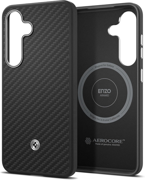 Etui Spigen Enzo Aramid GP-FPS931PGABW z wbudowanym ringiem MagFit do Samsung Galaxy S25 Black (8809971239523) - obraz 2