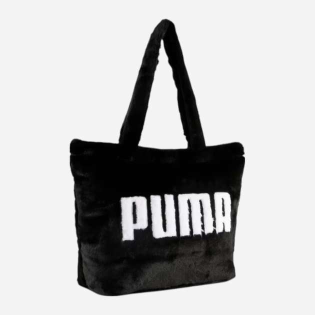 Torba shopper damska materialowa duża Puma Up Faux Fur Shopper 9171201 Czarna (4069157052207) - obraz 1