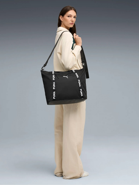 Torba shopper damska materialowa duża Puma At Ess Shopper 9185601 Czarna (4069157717458) - obraz 2