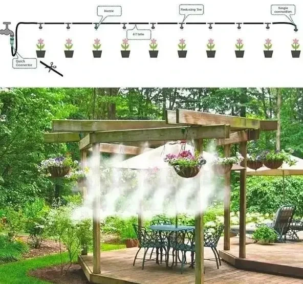 Система полива туман Душ-ороситель воды для террасы и сада Patio Mistcooling Kit BD-10FT 10 метров - Фото 6 Система полива туман Душ-ороситель воды для террасы и сада Patio Mistcooling Kit BD-10FT 10 метров - изображение 6