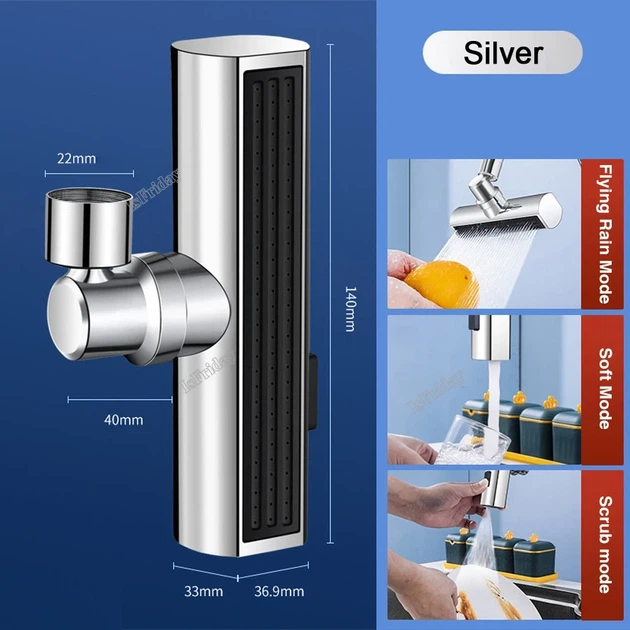 Насадка на кран для смесителя водопад 3в1 SILVER - изображение 4