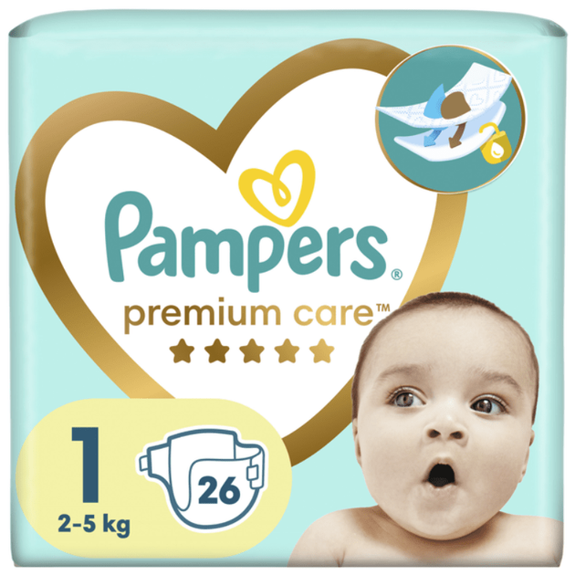 Підгузки Pampers Premium Care – 1 New Born (2 – 5 кг) 26 шт. - Фото 1 Підгузки Pampers Premium Care – 1 New Born (2 – 5 кг) 26 шт. - зображення 1